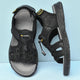 Men's Outdoor Water Sports Leather Sandals with Open Toe Adjustable Straps