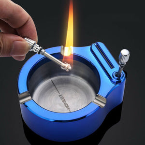 Retro Metal Ashtray With Match Lighter